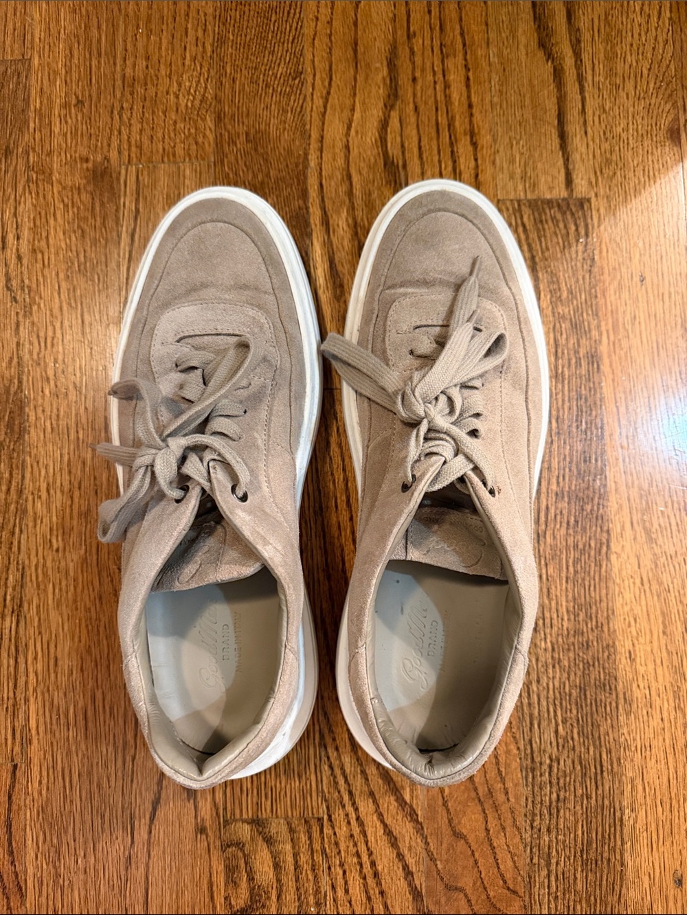 Good Man Brand Men's Suede Sneakers in Taupe and White
